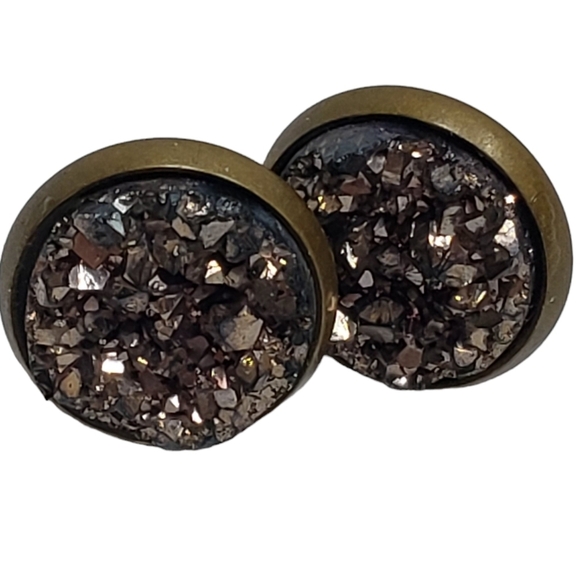 Vintage Rock Crystal Button Earrings - Picture 8 of 8